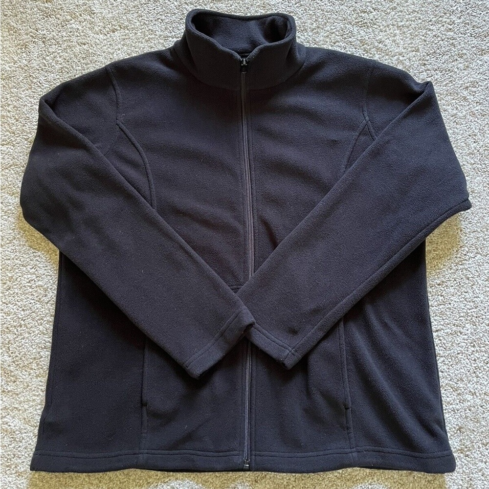 Bass Pro Shop Men’s Black Fleece Jacket Size Large Full Zip Pockets